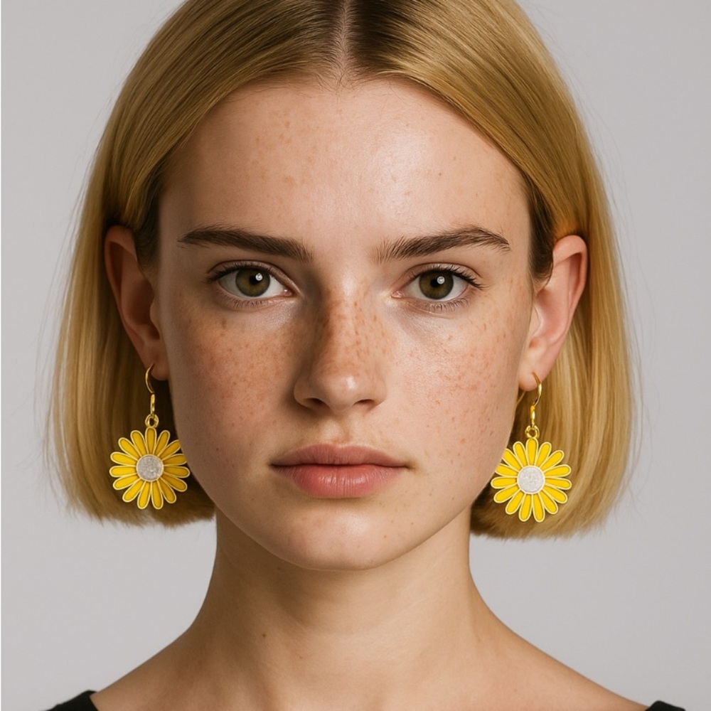 Yellow Flower Petal Earrings